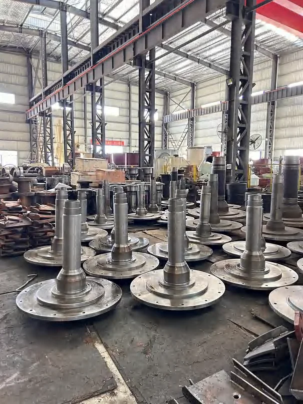 Machined mill shafts and assemblies inside the production workshop